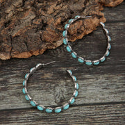 Buddha Stones Gorgeous Western Round Turquoise Stone Love Hoop Drop Dangle Earrings Earrings BS 9