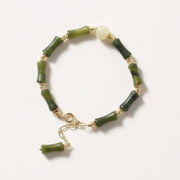 Buddha Stones Glass Bead Bamboo Luck Strength Chain Bracelet