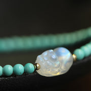 Buddha Stones Turquoise Moonstone PiXiu Protection Strength Bracelet Bracelet BS 10
