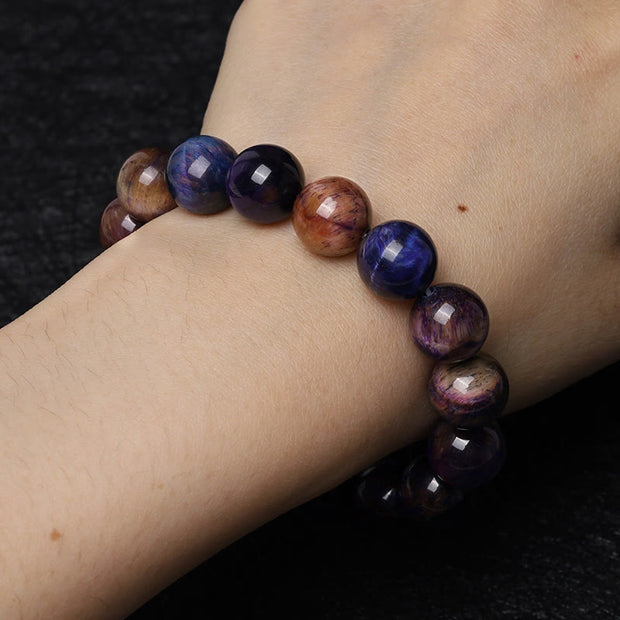 Buddha Stones Natural Purple Tiger Eye Protection Strength Bracelet