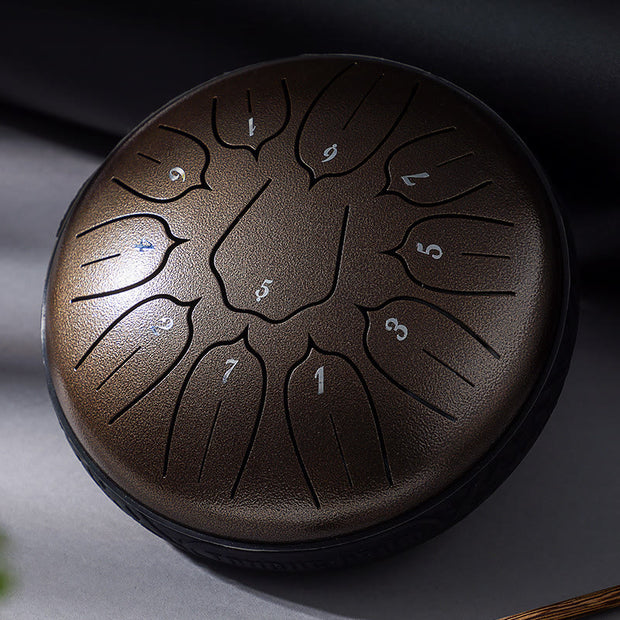 Buddha Stones Steel Tongue Drum Sound Healing Meditation Yoga Lotus Drum Kit 11 Note 6 Inch Tongue Drum BS RosyBrown