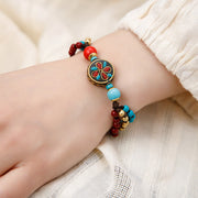 Buddha Stones Tibetan Turquoise Om Mani Padme Hum Protection Strength Bracelet Bracelet BS Water Drop Multi-Layer