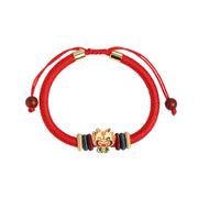 Buddha Stones Handmade 925 Sterling Silver Year of the Dragon Cute Chinese Zodiac Luck Braided Red Bracelet