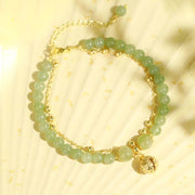 Buddha Stones Natural Hetian Jade Luck Bell Charm Beaded Anklet Anklet BS 1