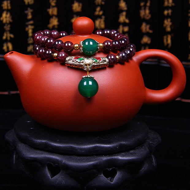 Buddha Stones Natural Garnet Blessing Bracelet Bracelet Necklaces & Pendants BS 1