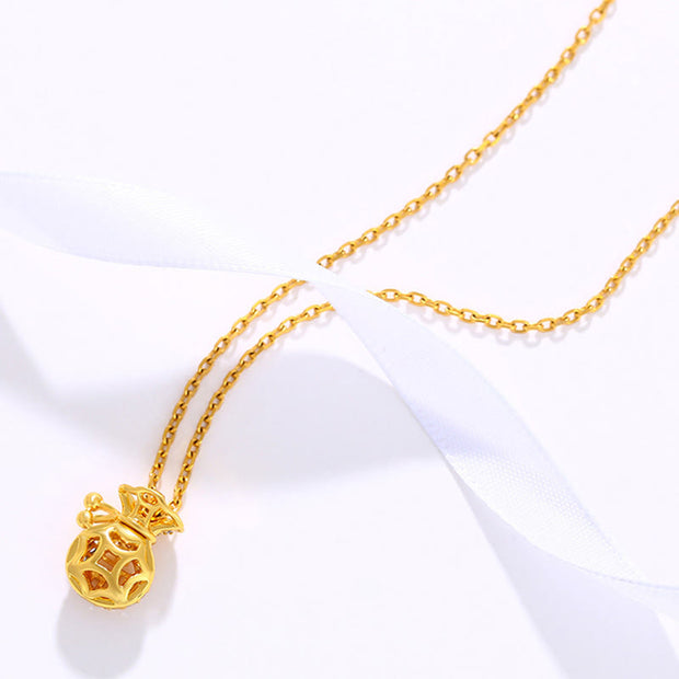 24K Gold Plated Fu Character Fortune Money Bag Necklace Pendant Necklaces & Pendants BS 5