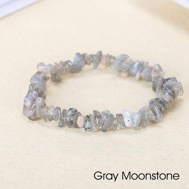Natural Irregular Shape Crystal Stone Warmth Soothing Bracelet Bracelet BS Gray Moonstone