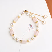 Buddha Stones Green Aventurine Pearl Pink Crystal Bead Luck Bracelet Bracelet BS 9