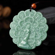 Buddha Stones Natural Jade Peacock Luck Prosperity Necklace Pendant Necklaces & Pendants BS Jade (Prosperity ♥ Abundance)