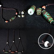 Buddha Stones Tibetan Nine-Eye Dzi Bead Protection String Necklace Necklaces & Pendants BS 11
