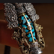 Buddha Stones Tibetan Nine-Eye Dzi Bead Turquoise Buddha Wealth Rotation Necklace Necklaces & Pendants BS 6