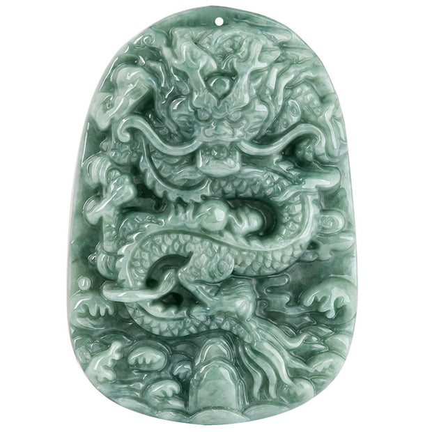 Buddha Stones Chinese Zodiac Dragon Jade Prosperity Necklace Bead String Pendant Necklaces & Pendants BS 8