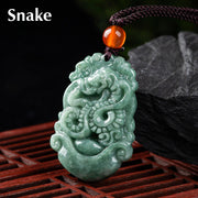 Buddha Stones Natural Jade 12 Chinese Zodiac Prosperity Necklace Pendant Necklaces & Pendants BS Snake