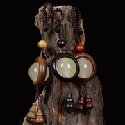 Buddha Stones Red Sandalwood Ebony Wood Green Sandalwood Luminous Lucky Bead Gourd Peace Key Chain