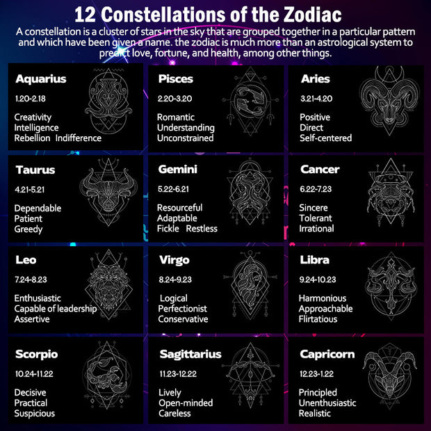 Buddha Stones 12 Constellations of the Zodiac Gold Rectangular Protection Necklace Pendant (Extra 35% Off | USE CODE: FS35)