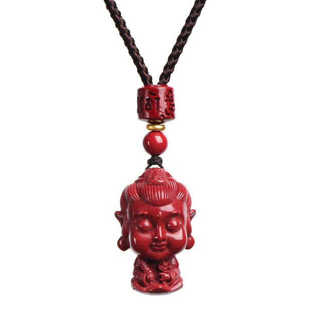 Buddha Stones Chinese Zodiac Natal Buddha Natural Cinnabar Amulet Keep Away Evil Spirits Necklace Pendant Necklaces & Pendants BS 9