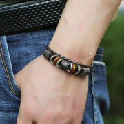 Buddha Stones Simple Design Leather Weave Punk Wealth Bracelet Bracelet BS 8