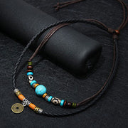 Buddha Stones Turquoise Dzi Bead Protection Necklace Necklaces & Pendants BS 4