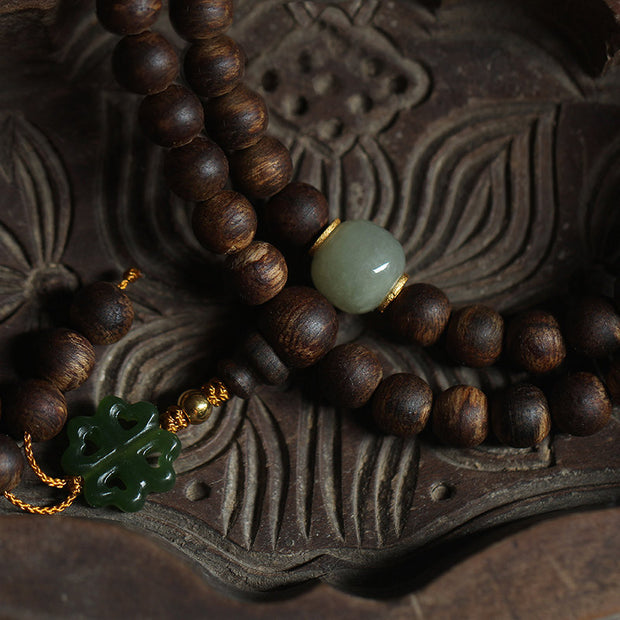 108 Mala Beads Nha Trang Bai Qinan Agarwood Jade 999 Gold Peace Bracelet (Only one in stock) Bracelet Mala BS 6