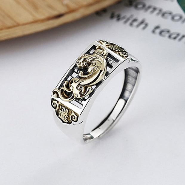 Buddha Stones 925 Sterling Silver PiXiu Luck Wealth Adjustable Ring Ring BS 6