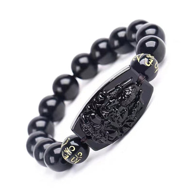 Buddha Stones Chinese Zodiac Obsidian Protection Bracelet Bracelet BS Rat-14mm