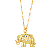 Buddha Stones Elephant Hamsa Zircon Luck Strength Blessing Necklace Pendant Necklaces & Pendants BS Elephant