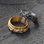 Buddha Stones Dragon Titanium Steel Stimulation Rotatable Ring