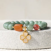 Buddha Stones Jade Four Leaf Clover Charm Prosperity Bracelet Bracelet BS 1