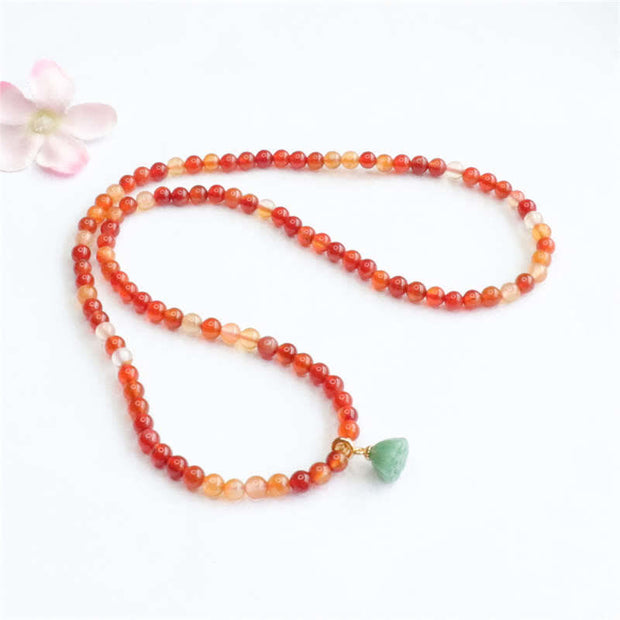 Buddha Stones Natural Red Agate Jade Lotus Confidence Blessing Auspicious Bracelet Bracelet BS 6