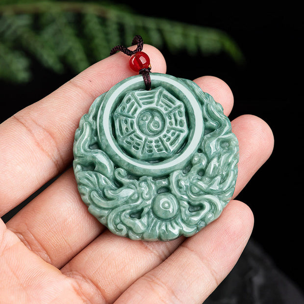Buddha Stones Dragon Jade Yin Yang Balance Necklace String Pendant Necklaces & Pendants BS 3