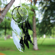 Buddha Stones Yin Yang  Dream Catcher Circular Net with Feathers Balance Decoration Decorations BS 2