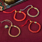 Buddha Stones Tibetan Handmade Luck Thangka Prayer Wheel Charm Weave String Bracelet Bracelet BS 28