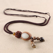 Buddha Stones Bodhi Seed Lotus Wisdom Harmony Necklace Pendant
