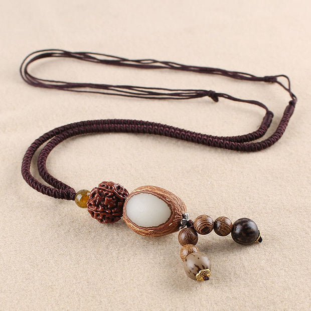 Buddha Stones Bodhi Seed Lotus Wisdom Harmony Necklace Pendant Necklaces & Pendants BS Bodhi Seed