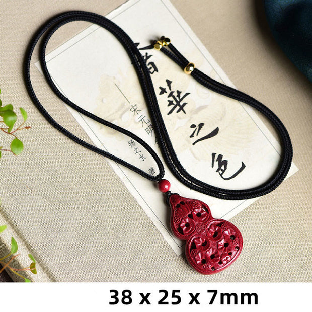 Buddha Stones Laughing Buddha Yin Yang Chinese Zodiac Gourd Natural Cinnabar Blessing Necklace Pendant Necklaces & Pendants BS 26