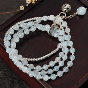 Buddha Stones 925 Sterling Silver Natural Aquamarine Healing Charm Bracelet Bracelet BS 5