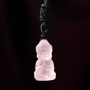 Buddha Stones Various Crystal Amethyst Pink Crystal White Crystal Citrine Buddha Carved Spiritual Healing Necklace Pendant Decoration Necklaces & Pendants BS Pink Crystal Necklace&Pendant