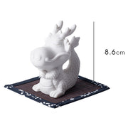 Buddha Stones Year Of The Dragon Luck White Porcelain Ceramic Tea Pet Home Figurine Decoration Decorations BS 9