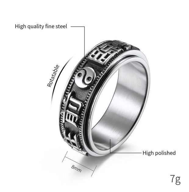 Letter Words Balance Calm Titanium Steel Rotatable Ring (Extra 30% Off | USE CODE: FS30) Rings BS 6