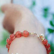 Buddha Stones Natural Red Agate Rose Confidence Calm Chain Bracelet