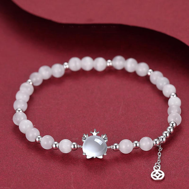 Buddha Stones 925 Sterling Silver Year of the Dragon Chinese Zodiac Natural Cat's Eye Chalcedony Copper Coin Success Bracelet Bracelet BS Dragon(Wrist Circumference 14-15cm)
