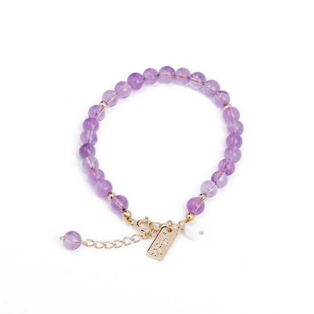 Buddha Stones Natural Amethyst Crystal Relieves Stress Bracelet