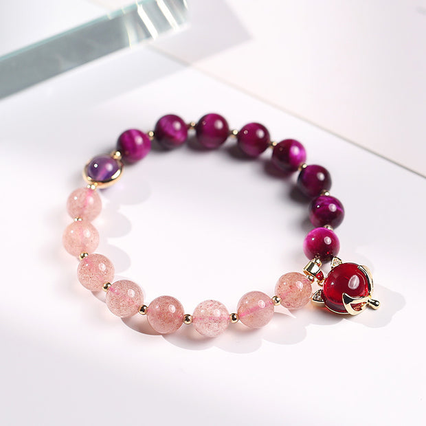 Buddha Stones Natural Strawberry Quartz Pixiu Love Bracelet Bracelet BS 1