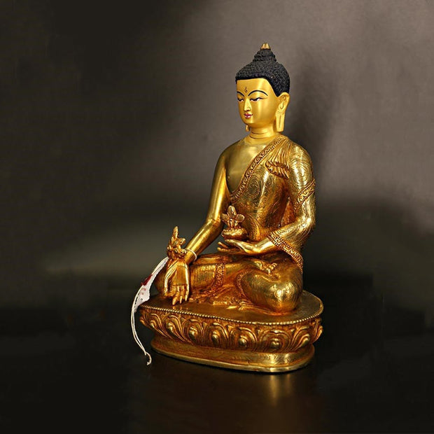 Buddha Stones Buddha Shakyamuni Medicine Buddha Compassion Copper Gold Plated Statue Decoration Decorations BS 5