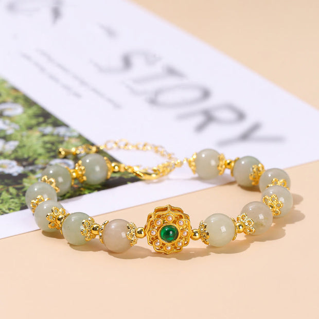 Buddha Stones Natural Jade Prosperity Bead Chain Bracelet Bracelet BS 1