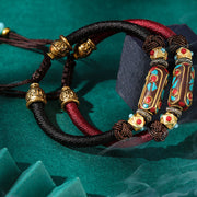 Buddha Stones Handmade Tibetan Turquoise Om Mani Padme Hum Strength Braided Bracelet Bracelet BS 14