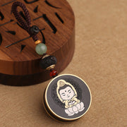 Buddha Stones Ebony Wood Rosewood Buddha Avalokitesvara Om Mani Padme Hum Balance Car Key Chain Decoration Key Chain BS 4