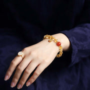 Buddha Stones Citrine Red Agate Fortune Charm Bracelet Bracelet BS 3