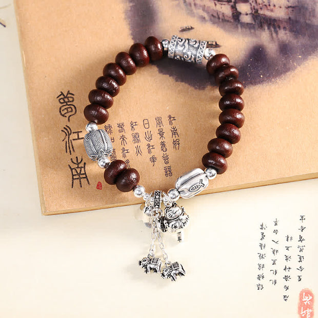 Buddha Stones 925 Sterling Silver Sandalwood Elephant Blessing Bracelet