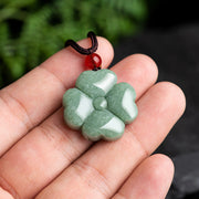 Buddha Stones Natural Lucky Four Leaf Clover Jade Prosperity Necklace Pendant Necklaces & Pendants BS 3